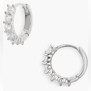 Elegant Silver cubic zirconia Huggie Hoop Earrings